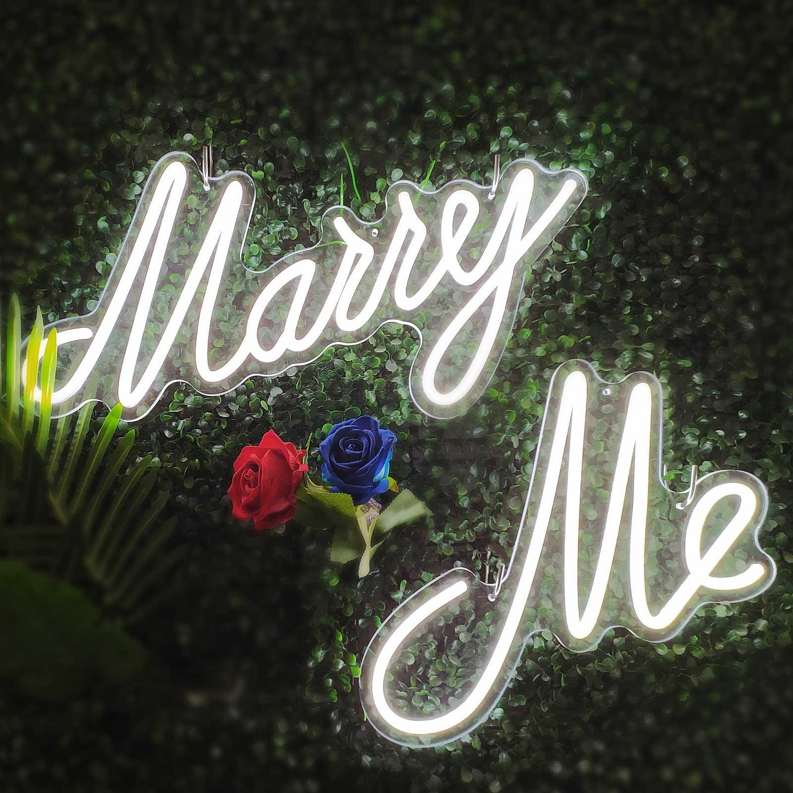 Marry Me Neon Sign Large for Wedding Wall Decor Light Up LED Neon Light Sign Shape Wall-Mounted Modeling Light Creative Gift for Wedding Decoration Proposal Decor Get Married Sign for Women 33x21''