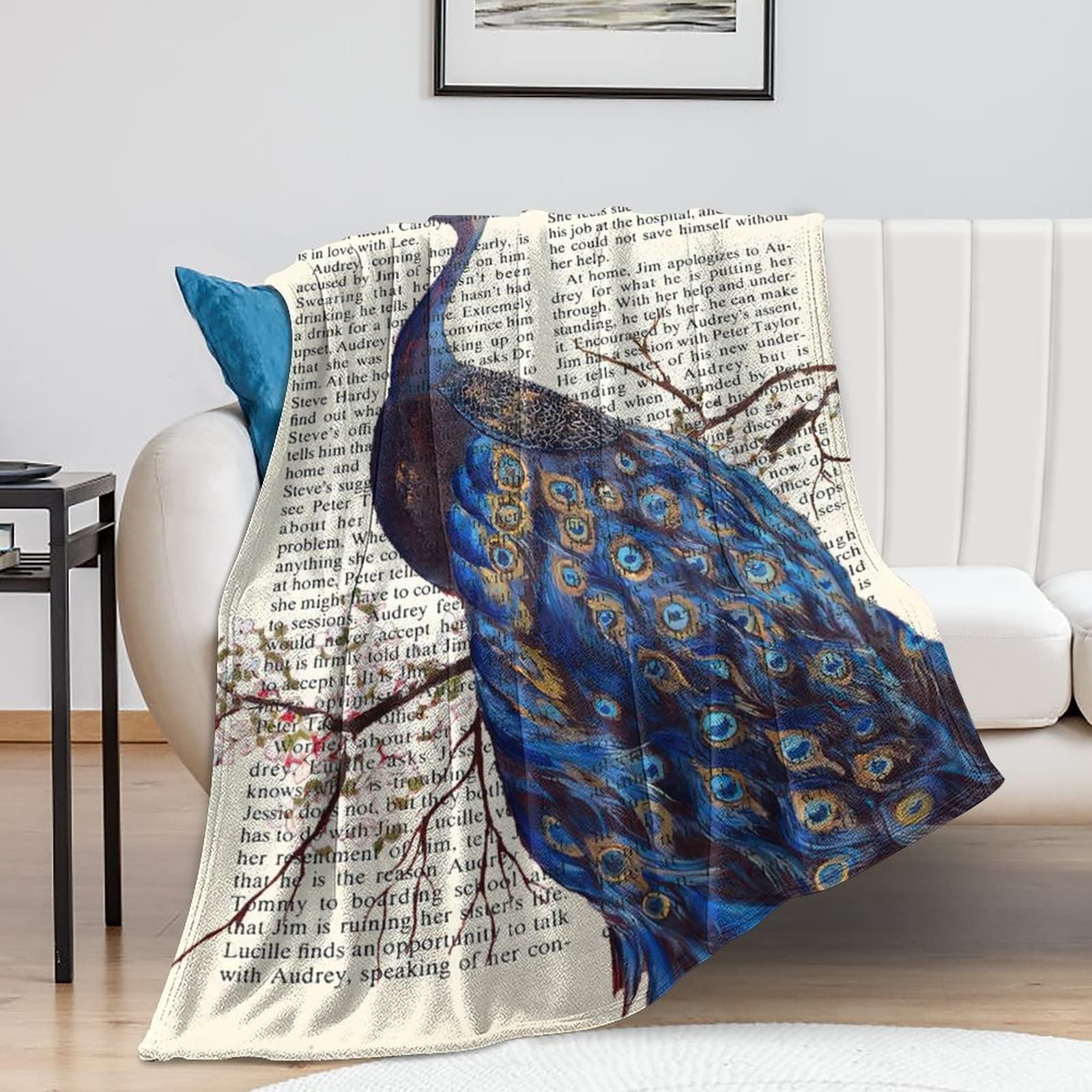 Couverture de lit paon au design français avec finition antistatique haut de gamme