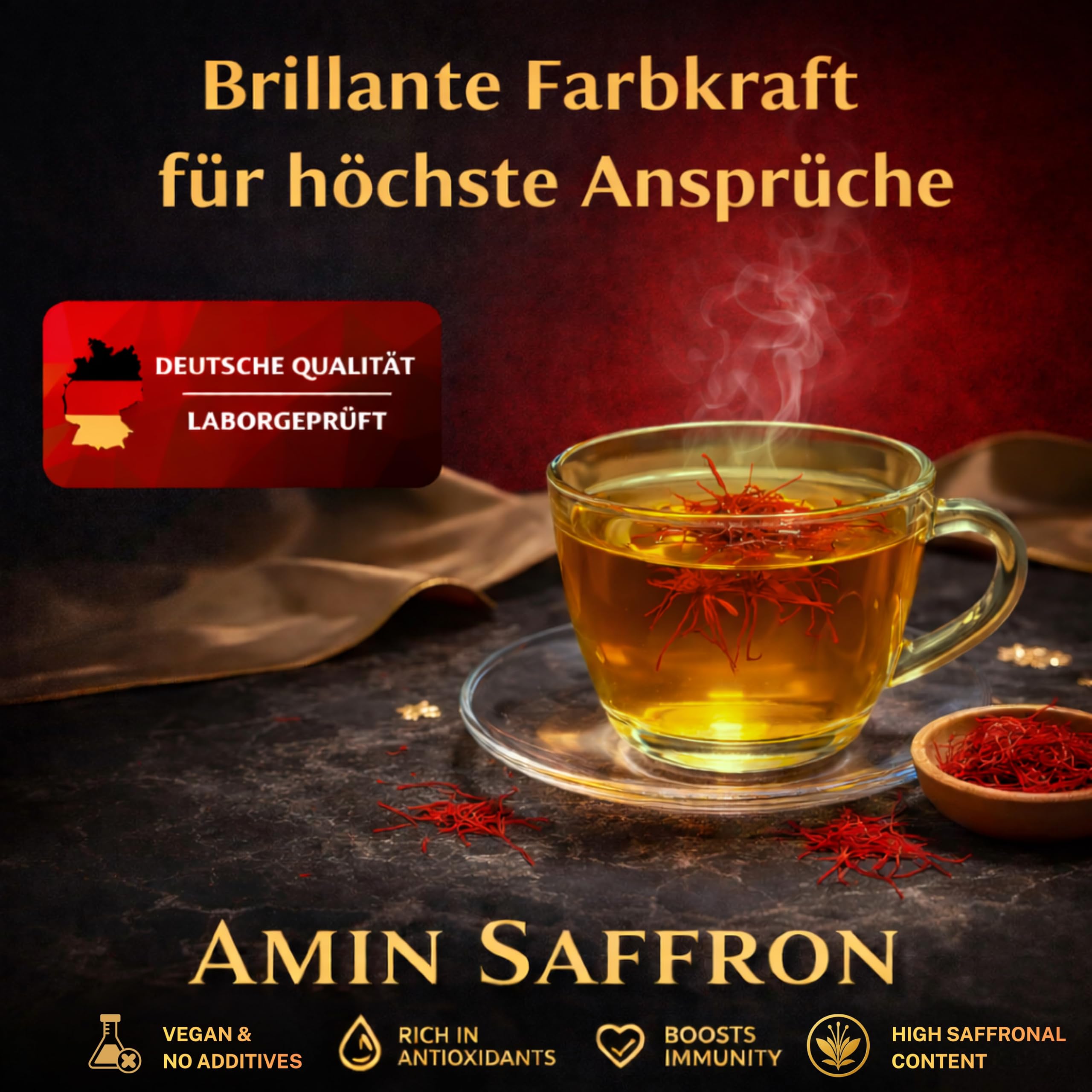 Amin Saffron Threads | Premium (Super Negin) Quality Saffron | 100 % naturel, harvested à la main et testé en laboratoire (5 g)
