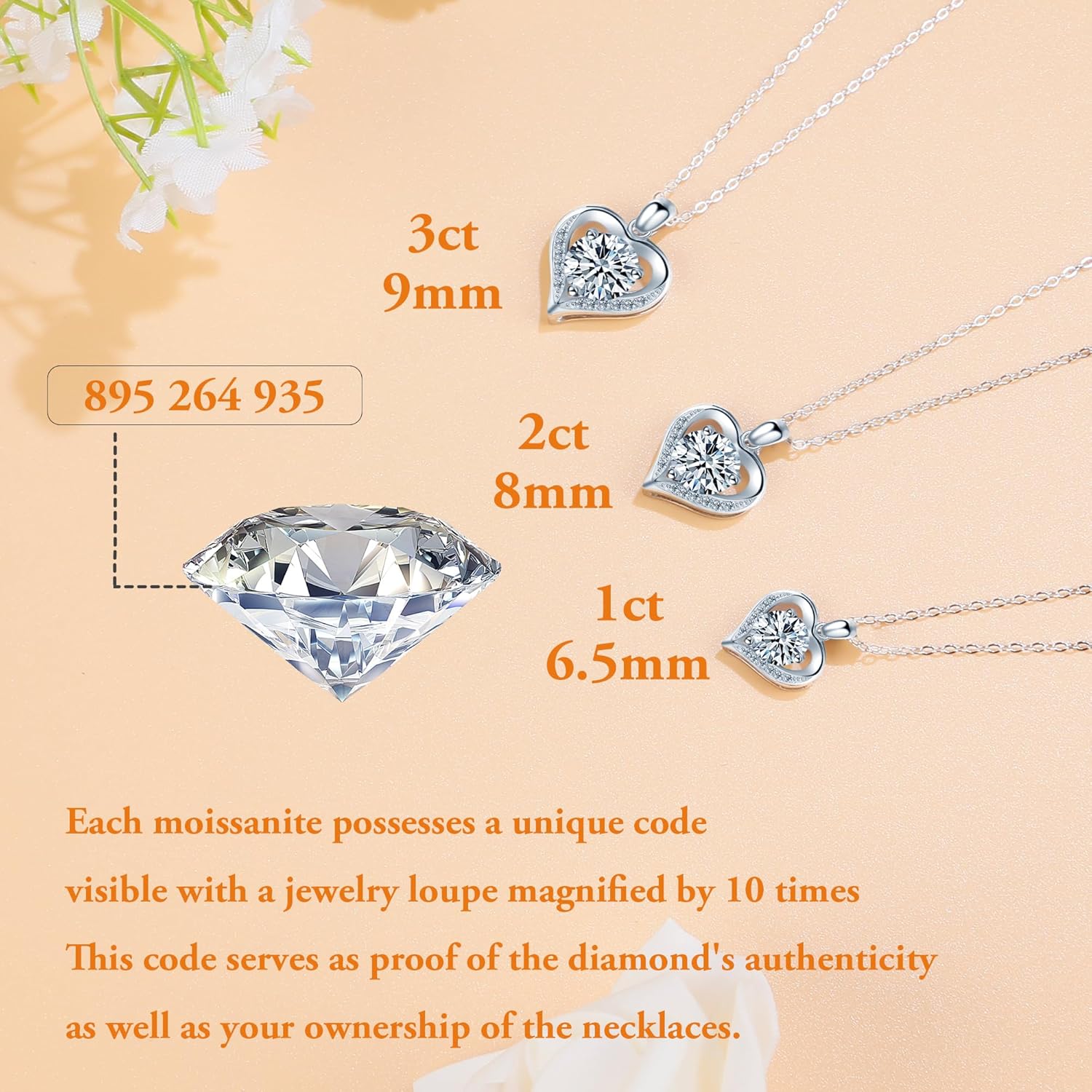 Moissanite Necklace for Wife Valentine Gifts, Sterling Silver You Are My Sunshine Sunflower Heart Necklaces for Women, Dancing Halo Pendant Moissanite Jewelry for Anniversary Sunflower Gifts - Image 5