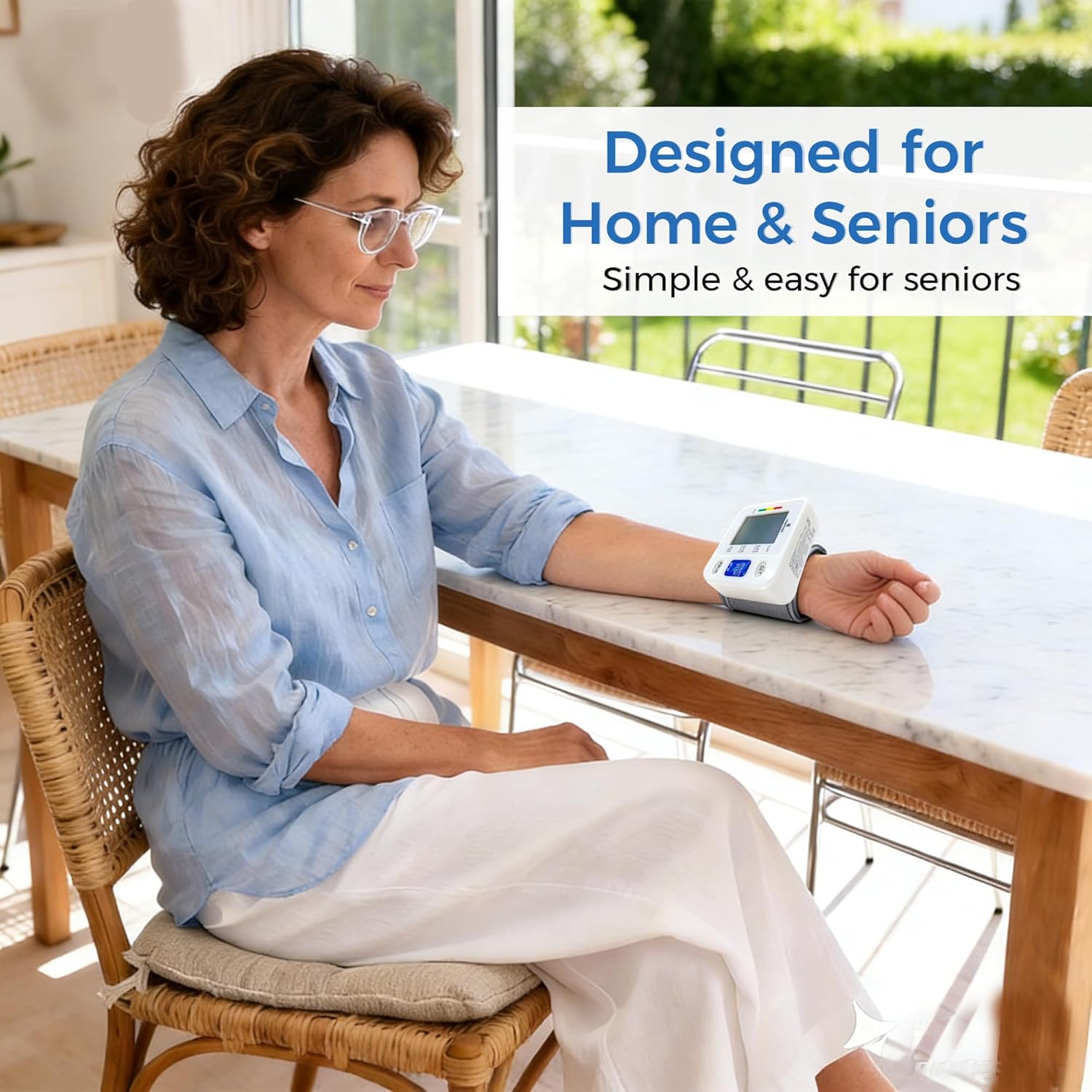 P PANACARE Wrist Blood Pressure Monitor for Home Use, Large LCD Backlit Display, Portable and Lightweight, 298 Memory Storage for 2 Users with Carrying Case