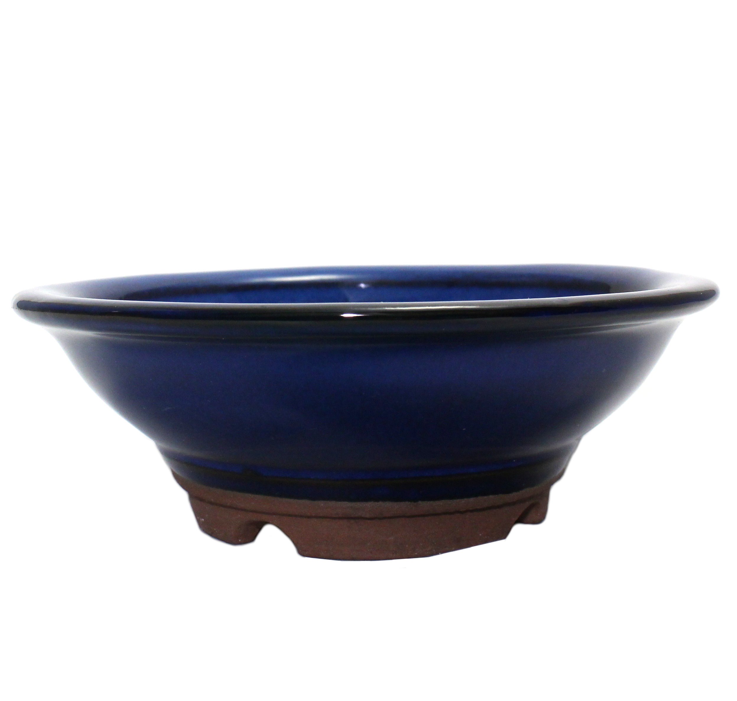 Bonsai Pot Ceramic Jin-Gasa Shape Glazed (5.75", Namako-Yu)