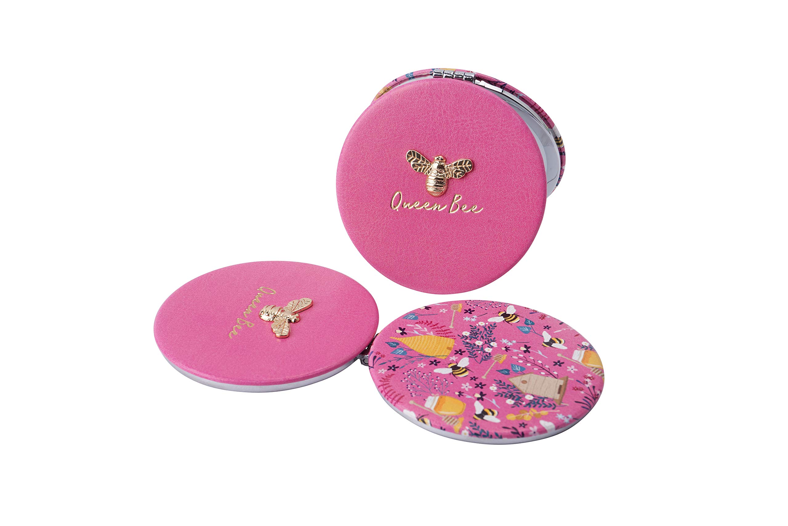 CGB Giftware | The Beekeeper 'Queen Bee' Pink Purple Portable Handbag Compact Mirror | The Beekeeper Range | Ladies Compact Mirror | Comes Gift Boxed | 2 Varied Magnifications | GB03895