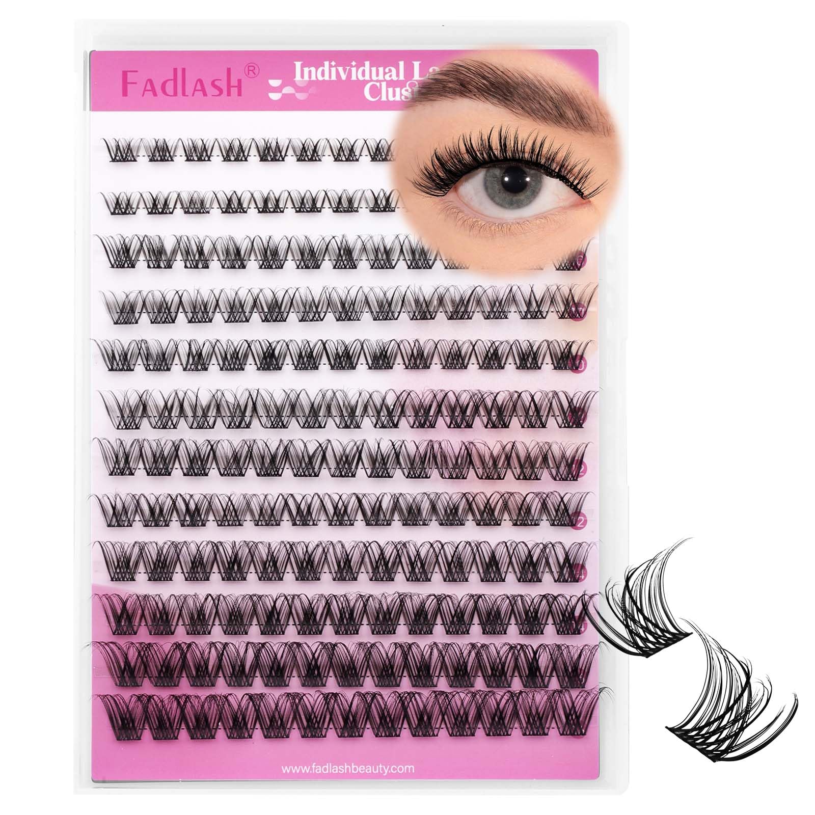 FADLASH Faux Cils FADLASH Cluster Individuel Cils a Cils 144pcs 0.07D 8-16mm DIY Réutilisable Extension Cils Bouquet(F5)