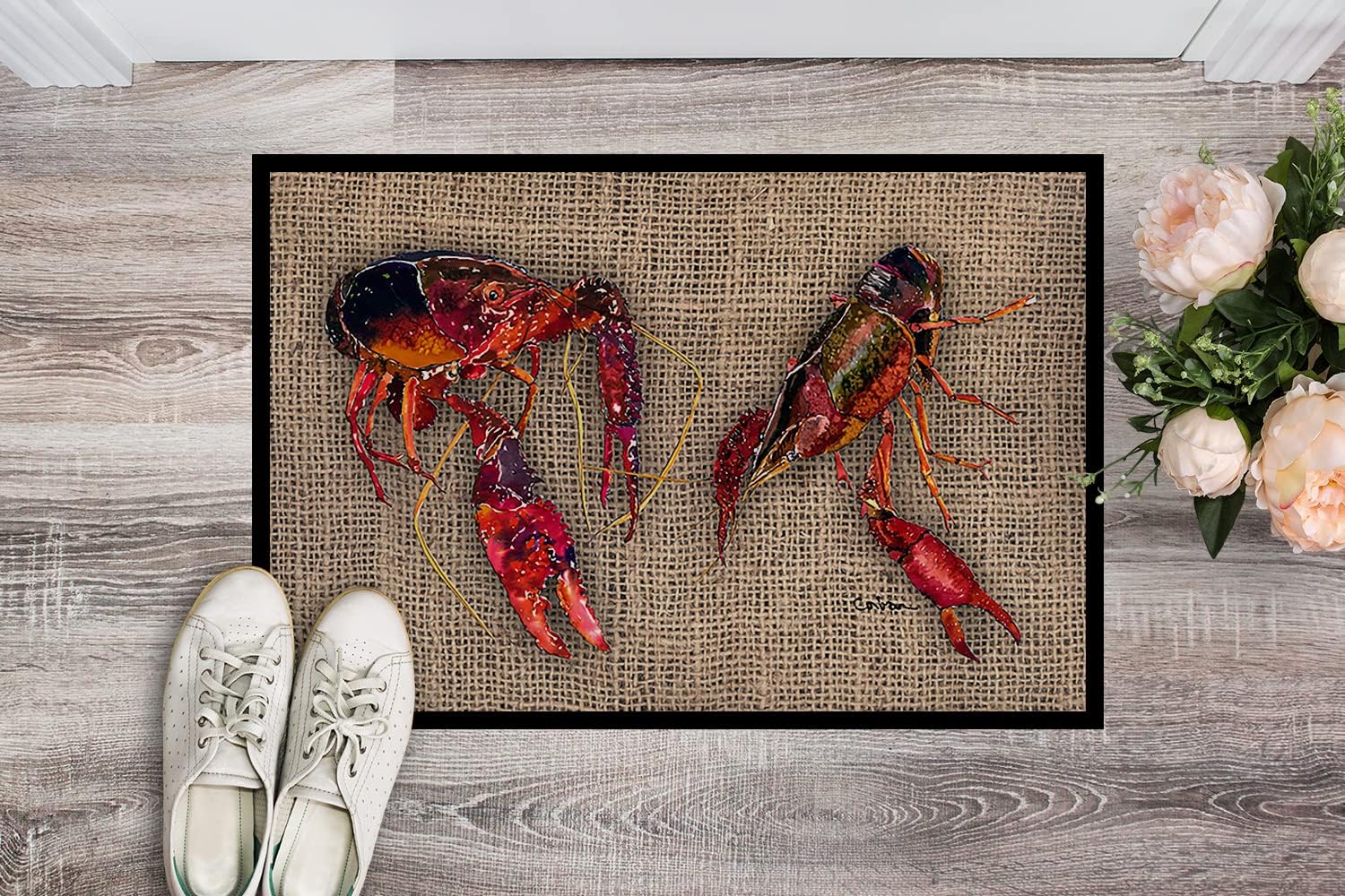Caroline's Treasures 8739MAT Crawfish Doormat 18x27 Front Door Mat Indoor Outdoor Rugs for Entryway, Non Slip Washable Low Pile, 18H X 27W
