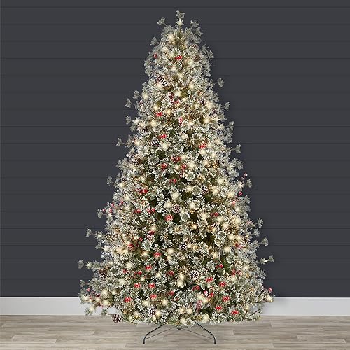 Miniatura 1 de Best Choice Products Árbol de Navidad de pino de cachemira preiluminado de 7.5 pies, decoración navideña artificial semiflocada de alta calidad con