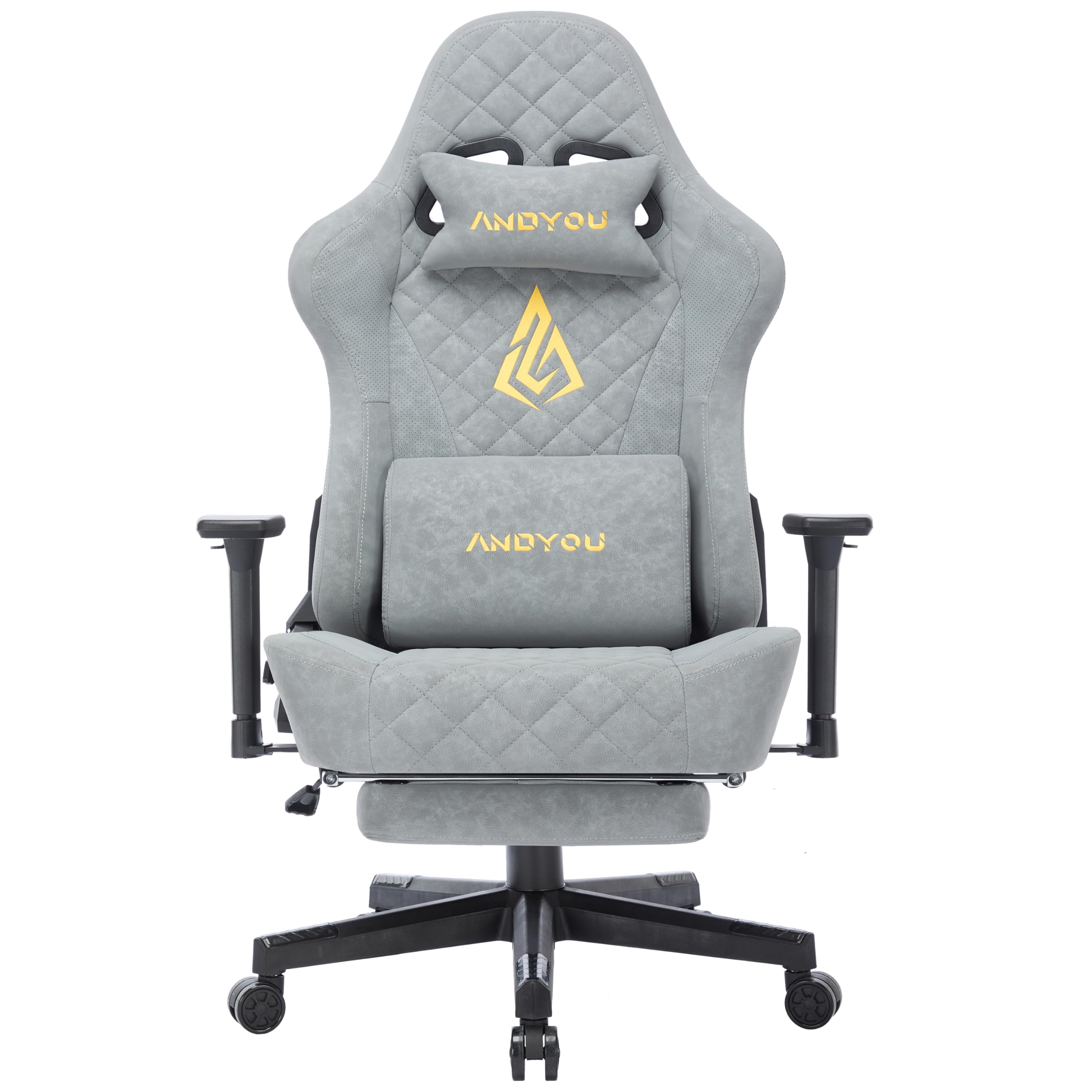Andyou Silla Gaming Ergonómica Profesional con Soporte Lumbar Masaje - Silla Gamer Adulto Giratoria Reclinable, Reposapiés Ajustable y Tela Transpirable 150 kg para Oficina/PC