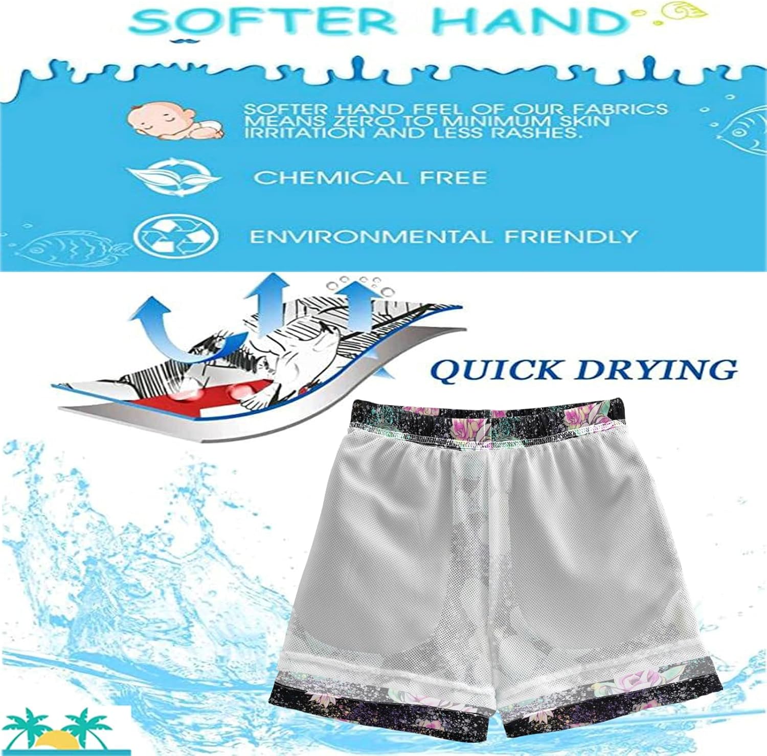 visesunny Boys Surfing Board Shorts Quick Dry Boys Swim Shorts s Swim Trunks Size from 2T to 14/16 - Image 5