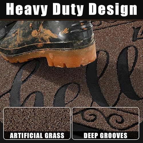 Miniatura 2 de Yimobra Felpudo de bienvenida al aire libre para puerta delantera, para entrada exterior, antideslizante, resistente para entrada del hogar, tapete