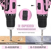 Vista 5 de FASTPRO Juego de herramientas rosa de 160 piezas con taladro inalámbrico de iones de litio de 12 V, kit de herramientas de reparación para el hogar