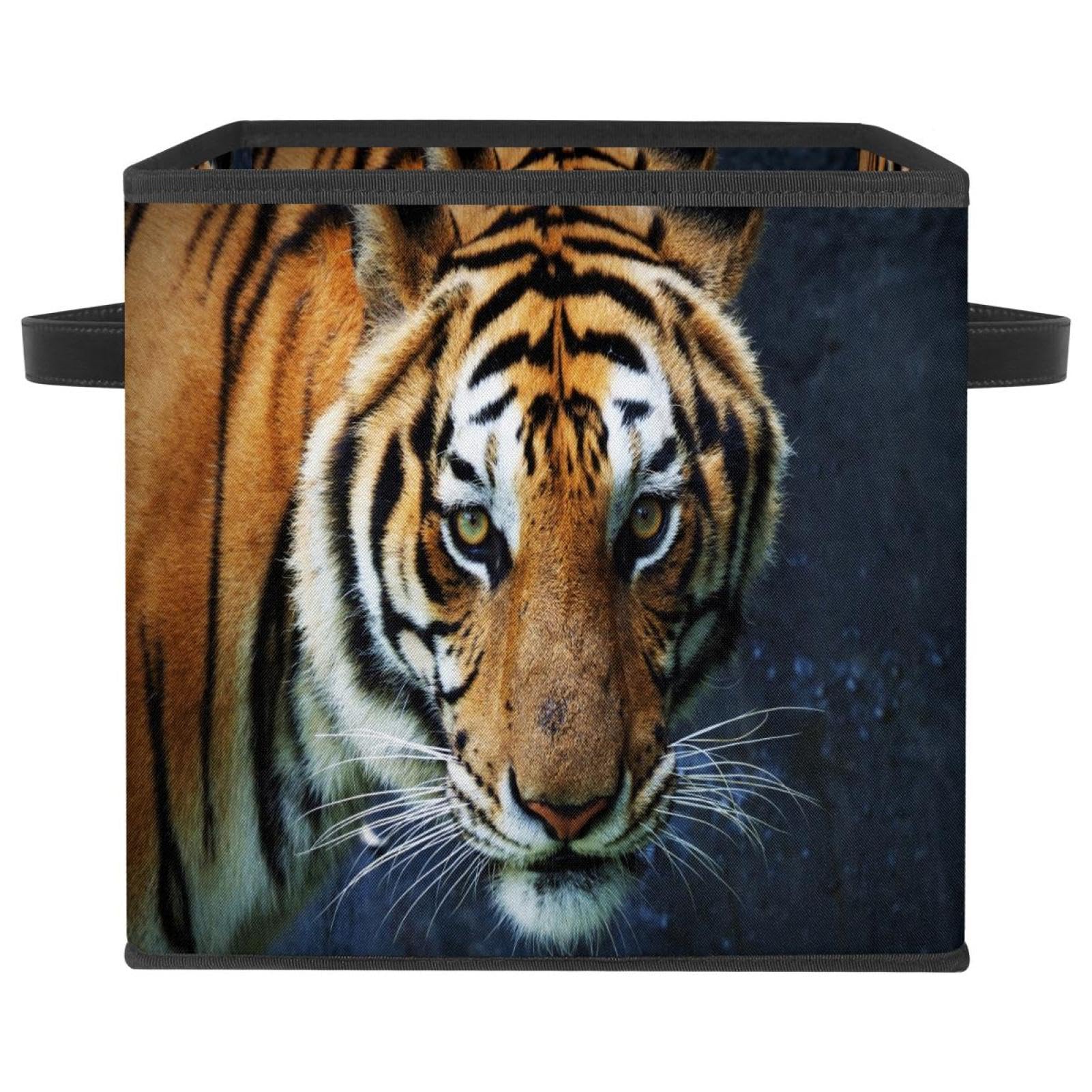 Bac de rangement en tissu motif tigre anti-désordre maison