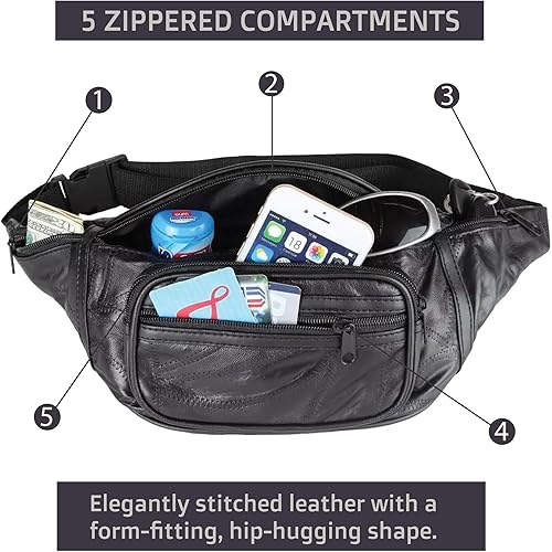 Miniatura 5 de Home-X bolsa para cintura estilo riñonera de piel auténtica de cordero