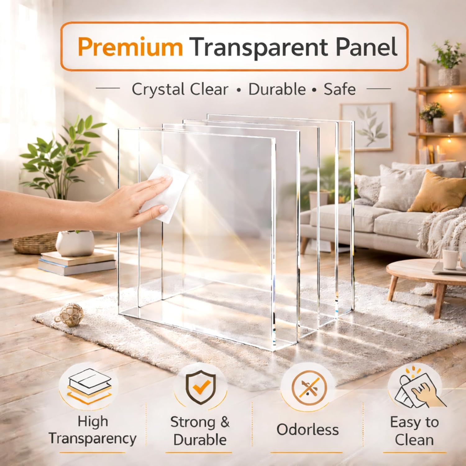 Acrylic Dog Playpen with Door, 27.5“ Height, Heavy Duty Clear Pet Pen, Dog Fence Crate Kennel Whelping Cage, Ideal for Small to Medium Dogs, Cats, and Other Small Pets (Black)