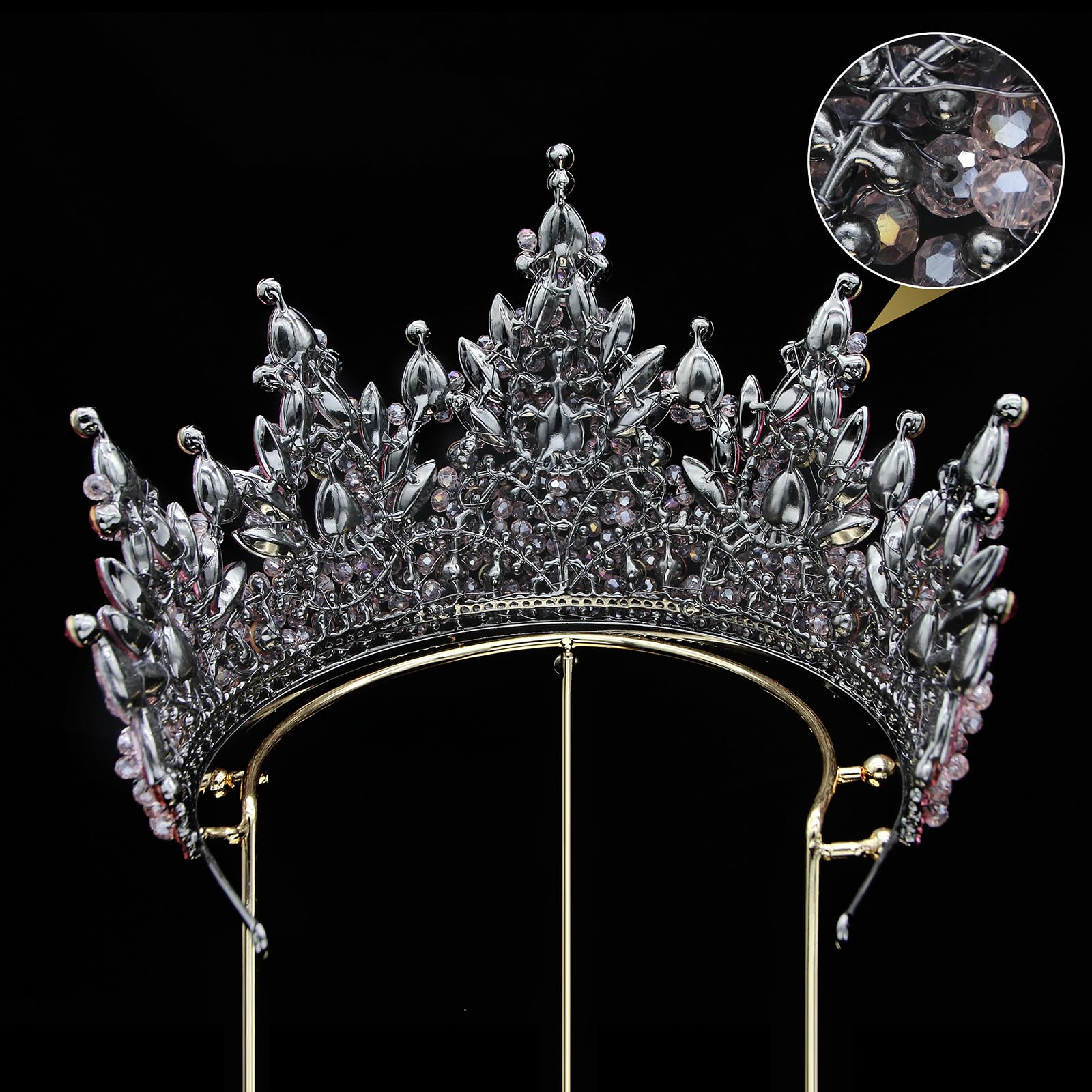 Diadema e corone da regina barocca di lusso con strass, da donna, fatta a mano, per matrimonio, principessa, fascia per costume con cristalli scintillanti, per Halloween, compleanni, balli