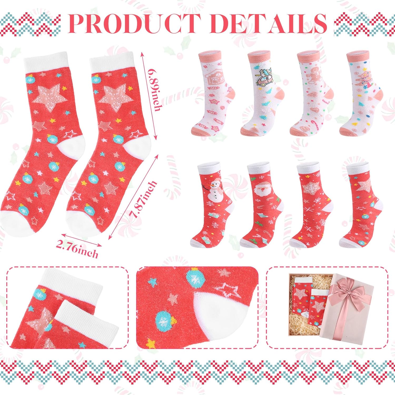 Jadive 16 Pairs Pink Nutcracker Socks Ballet Dance Nutcracker Sock Women Novelty Socks Winter Fuzzy Sock for Dance Lover Gift - Image 4