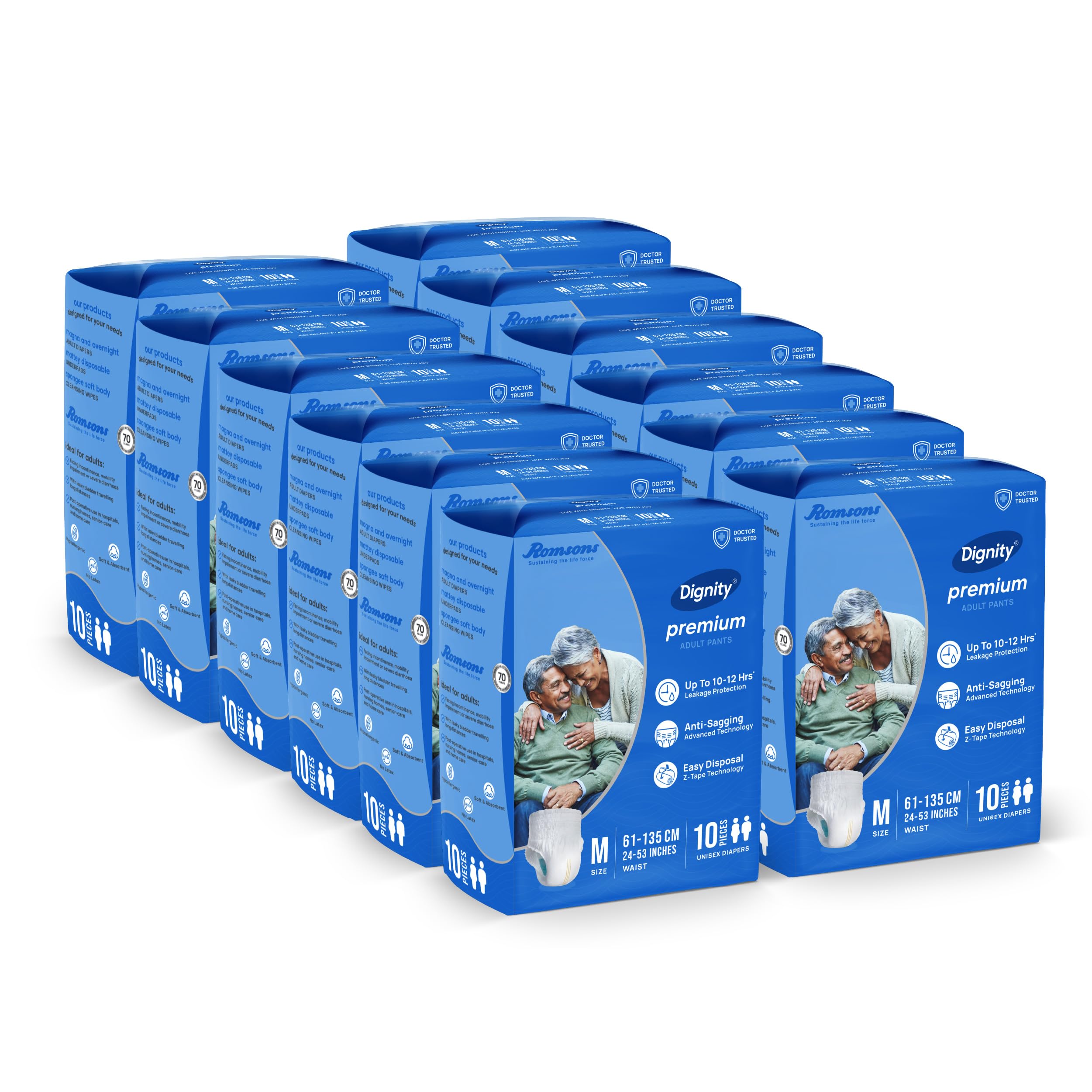 Sponsored Ad - DIGNITY Premium Pant Style Adult Diapers - M (120 Pieces) With Wetness Indicator and Leakage Protection Upto 10-12 Hrs.