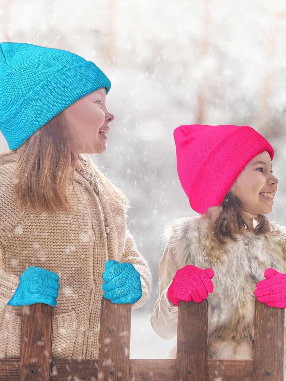 Funtery 48Pcs Kids Winter Beanie and Gloves Set Bulk Pack Knit Hat Unisex Magic Gloves Pack Winter Gift for Boy Girl Donation - Image 7