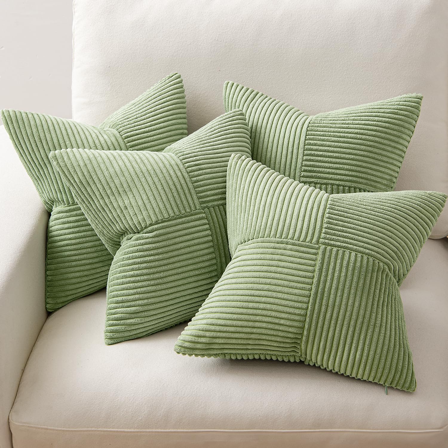 MIULEE Federe Cuscini Divano 50x50 Copricuscini Verde | Set 4 Pezzi Cuscino Moderno Morbido Decorativa Camera da Letto