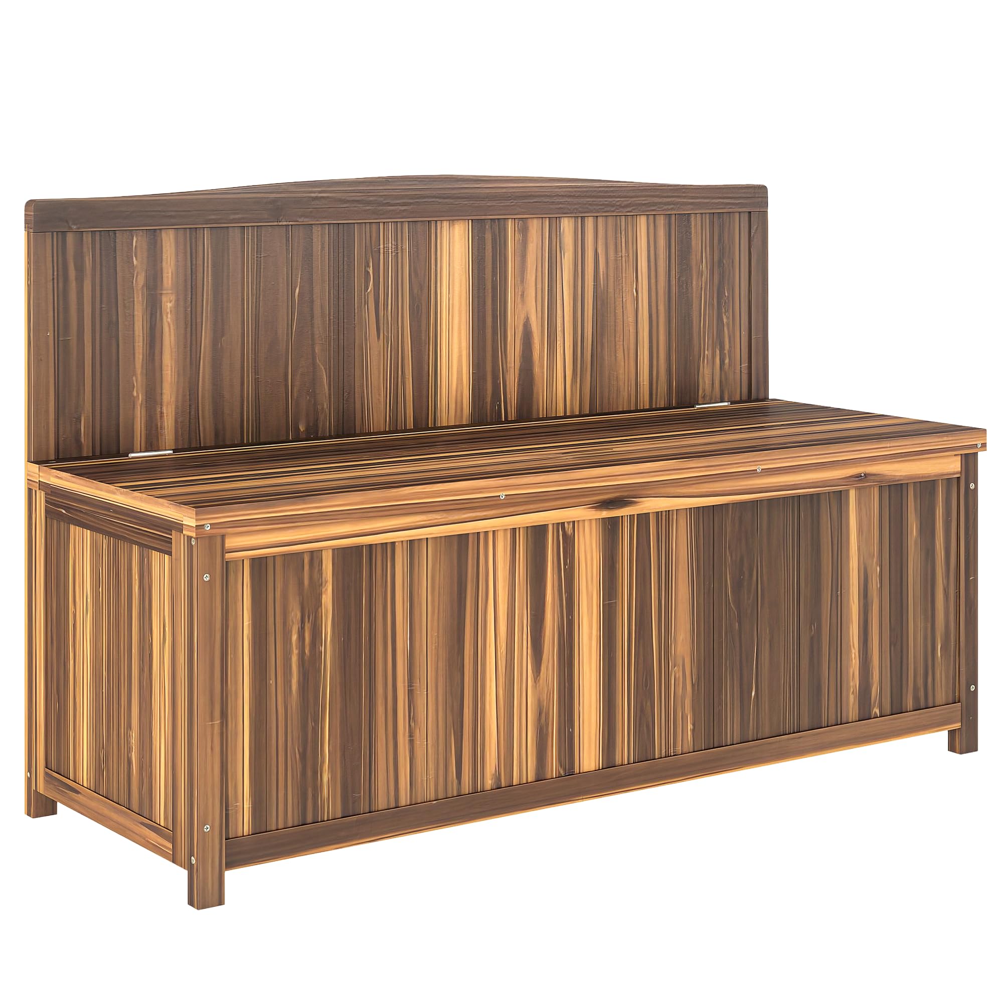 Outsunny Wood Storage Bench for Patio - Outdoor Garden Seating - Brown - Brown  | TJ Hughes