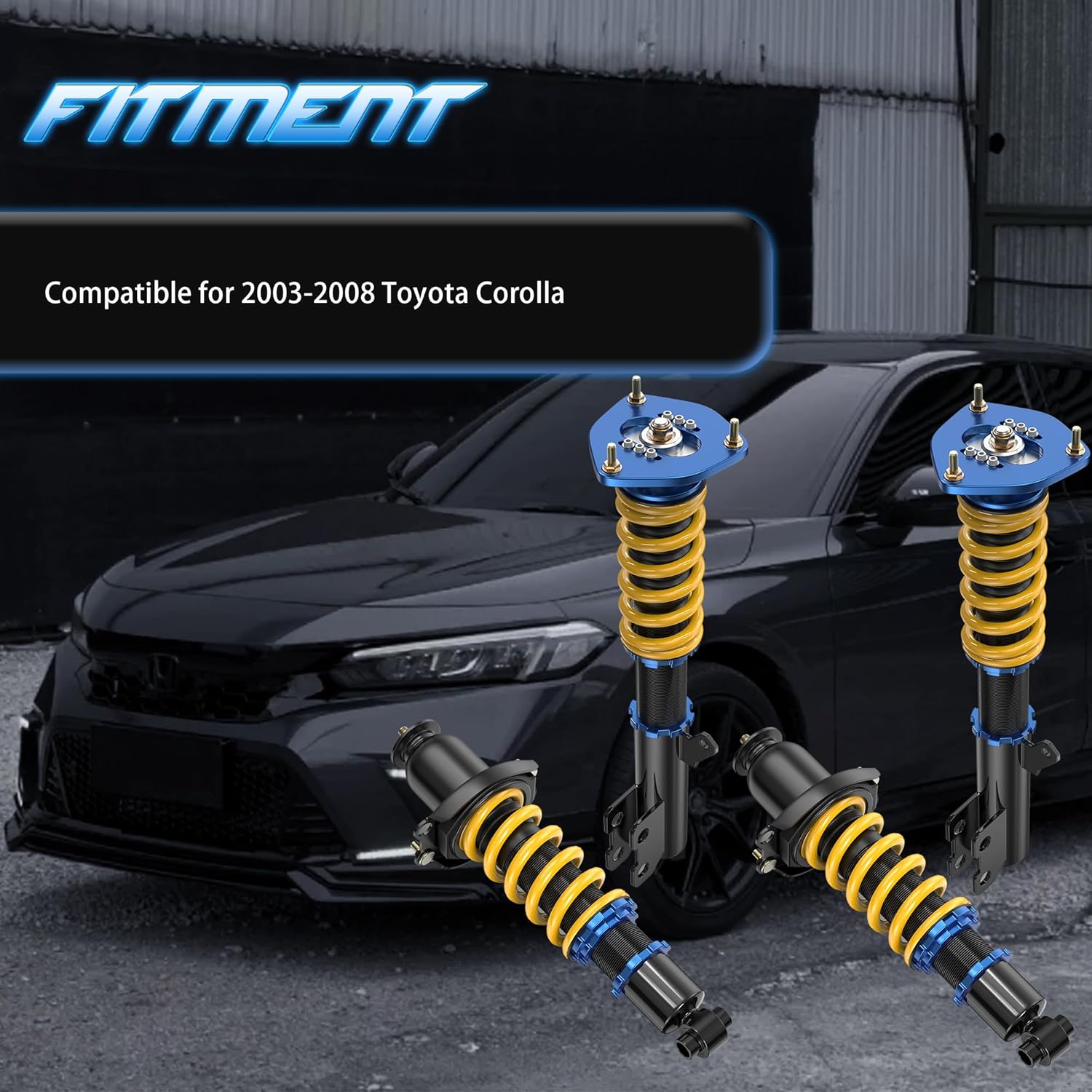 Height Adjustable Coilover Lowering Kit Compatible for 2003-2008 Toyota Corolla Suspension Coil Spring Strut Shocks (4pcs)