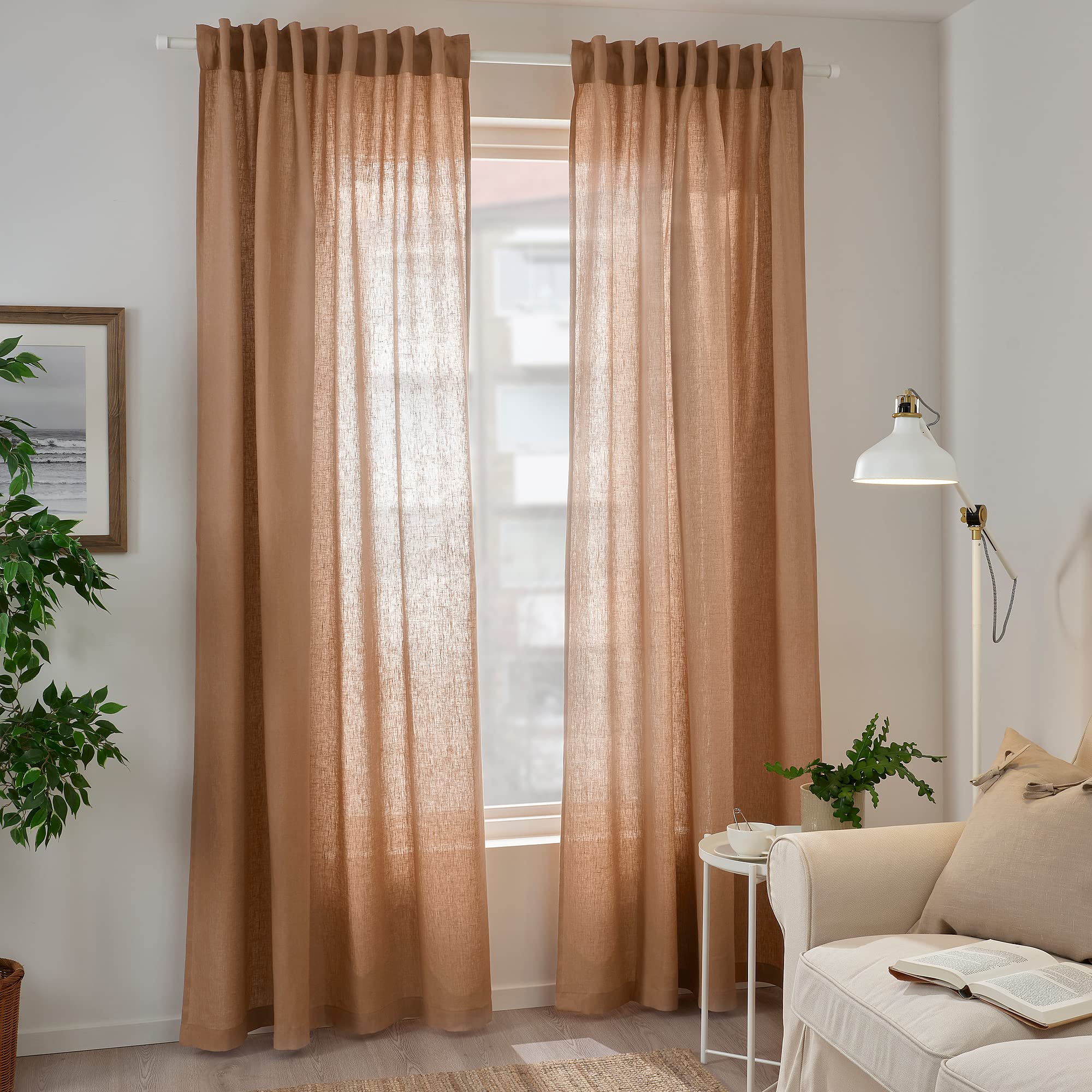 IKEA ディトーグ Ikea DYTÅG curtains, 1 pair, 145x300 cm, dark beige : Amazon.nl