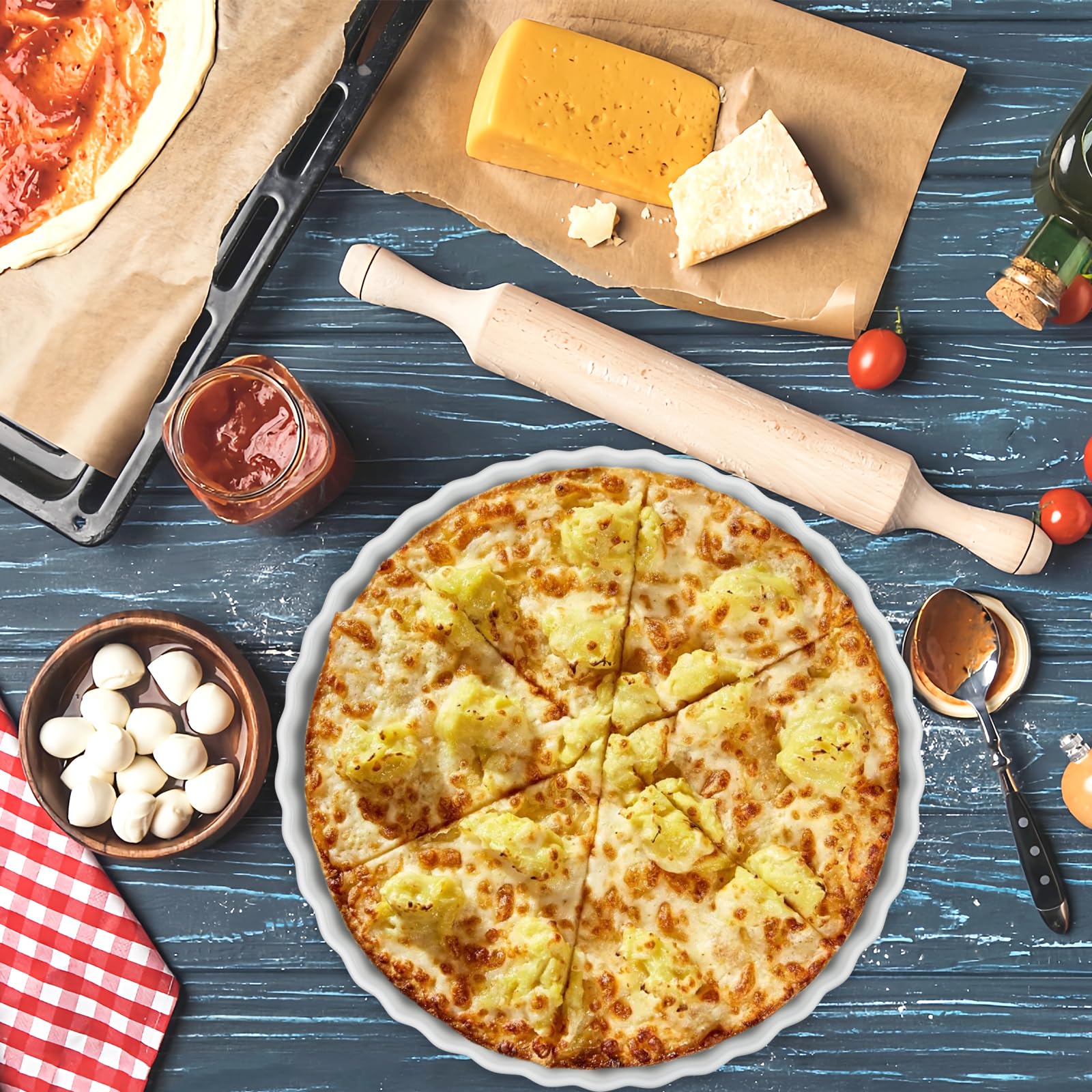 Plat à quiche en porcelaine blanche de 26 x 4 cm, plat à tarte, plat à tarte, plat à tarte, plat à tarte et quiche en céramique pour tarte, pizza, pâtes, tarte et quiche