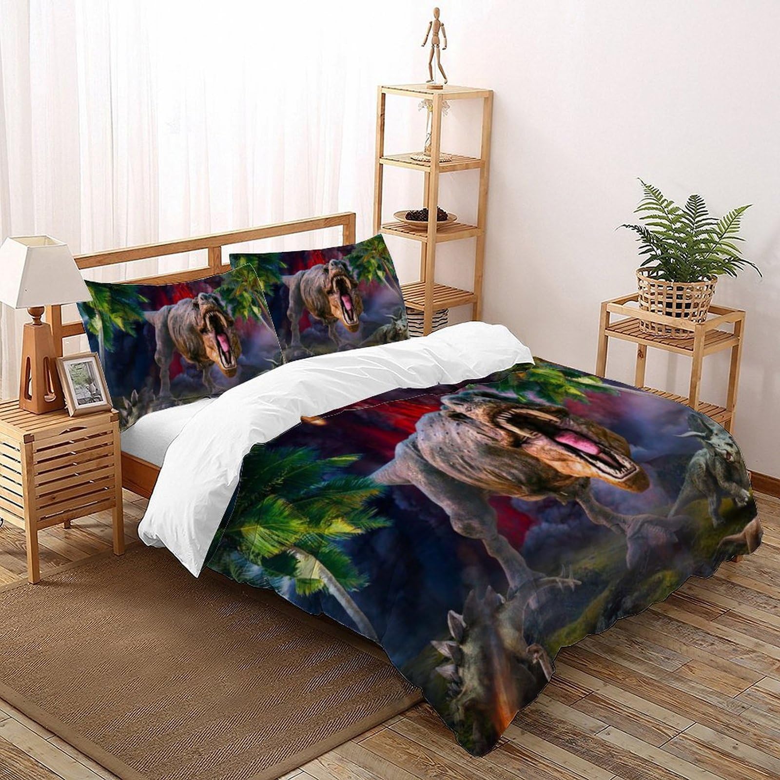 Housses de couette ensemble simple 3D avec fermeture à glissière et 2 taies d'oreiller