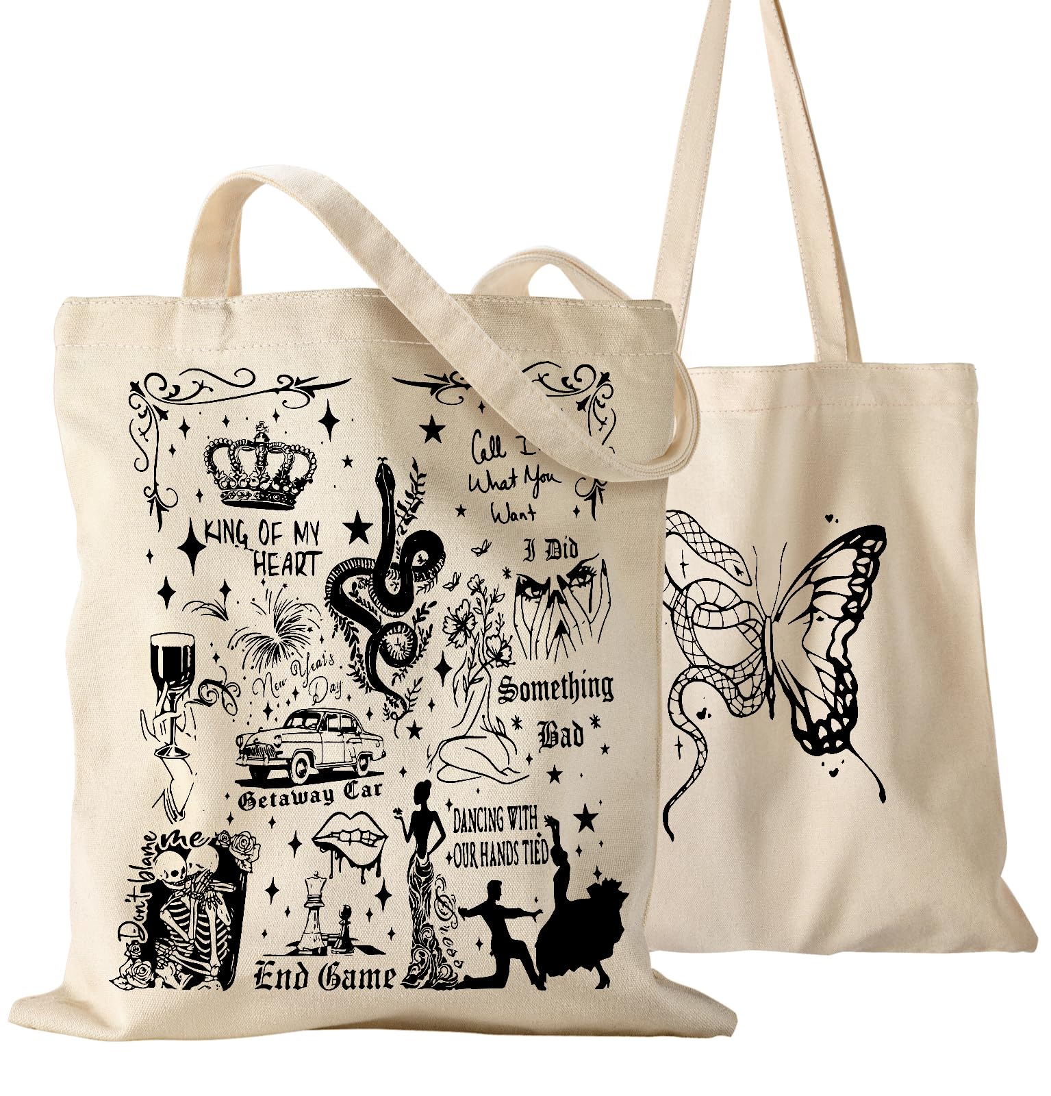 Aesthetic Canvas Tote Bag for Women Pattern Trendy Casual Music Inspired Cloth Totes Bag for Shopping