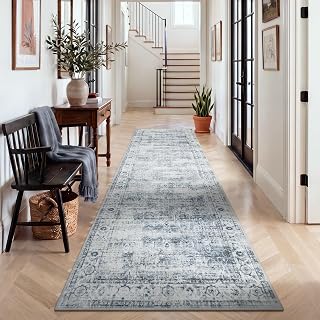 Morebes Vintage 2x10 Runner Rug for Hallway Non Slip,Washable Long Kitchen Rugs Runners,Soft Distressed Non-Shedding Carpet Runner Rug for Entryway Indoor Foyer