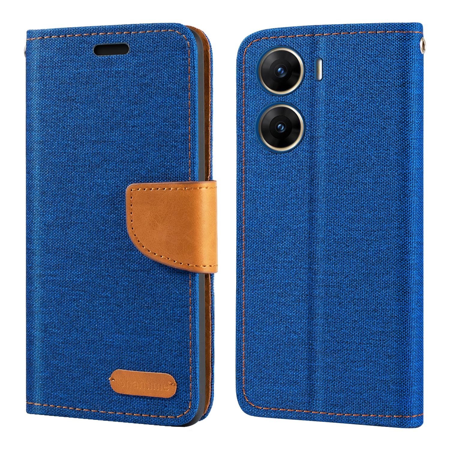 Custodia Portafoglio Flip In Tessuto Oxford Per Vivo V17 Pro, Cover Magnetica Con Slot Carte E Supporto, Blu
