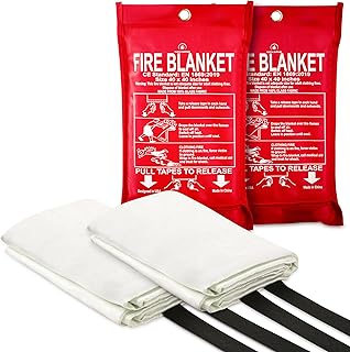 Emergency Fire Blanket - Fire Blanket for Home and Kitchen or Camping, 40x40in (2 Pack), Premium 100% Fiberglass Fire Safety Fire Blankets, Great for Emergency Preparedness Kit