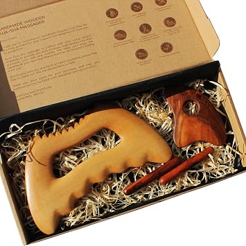 Personalized Gua Sha Gift Set Custom Engraved Wooden Face & Body Massagers. Natural Skincare & Self-Care Gift Relaxing Wood Gua Sha, Body Massager & Lymphatic Drainage Tool