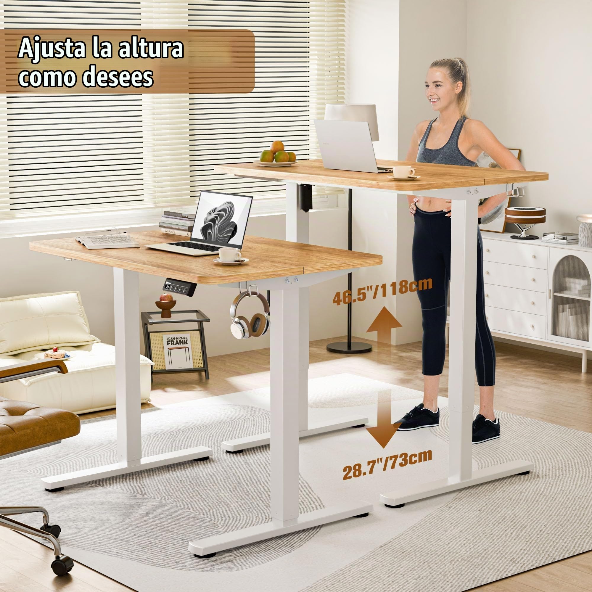 ERGOMAKER Escritorio Regulable en Altura 90 x 60 cm, Altura Regulable eléctrica con función de Memoria, Mesa ergonómica Regulable en Altura, marrón Claro