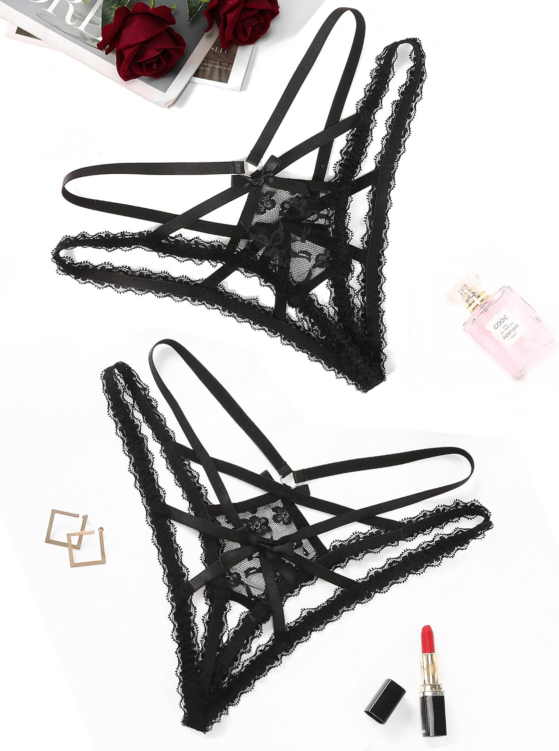 Avidlove Women Lace Panties Briefs Cheeky Underwear for Women Criss Cross Bikini Underwear 1-2 Pack(Order one size smaller) - Image 5