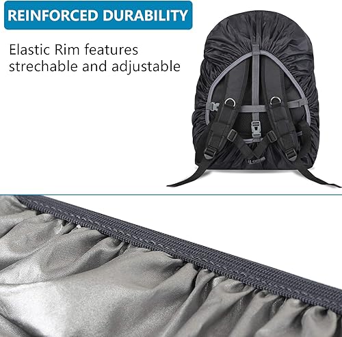 Miniatura 6 de Mochila impermeable (15-75L), cubierta de lluvia portátil antideslizante para mochila, correas de hebilla cruzada, mochila antidesgarros, cubierta