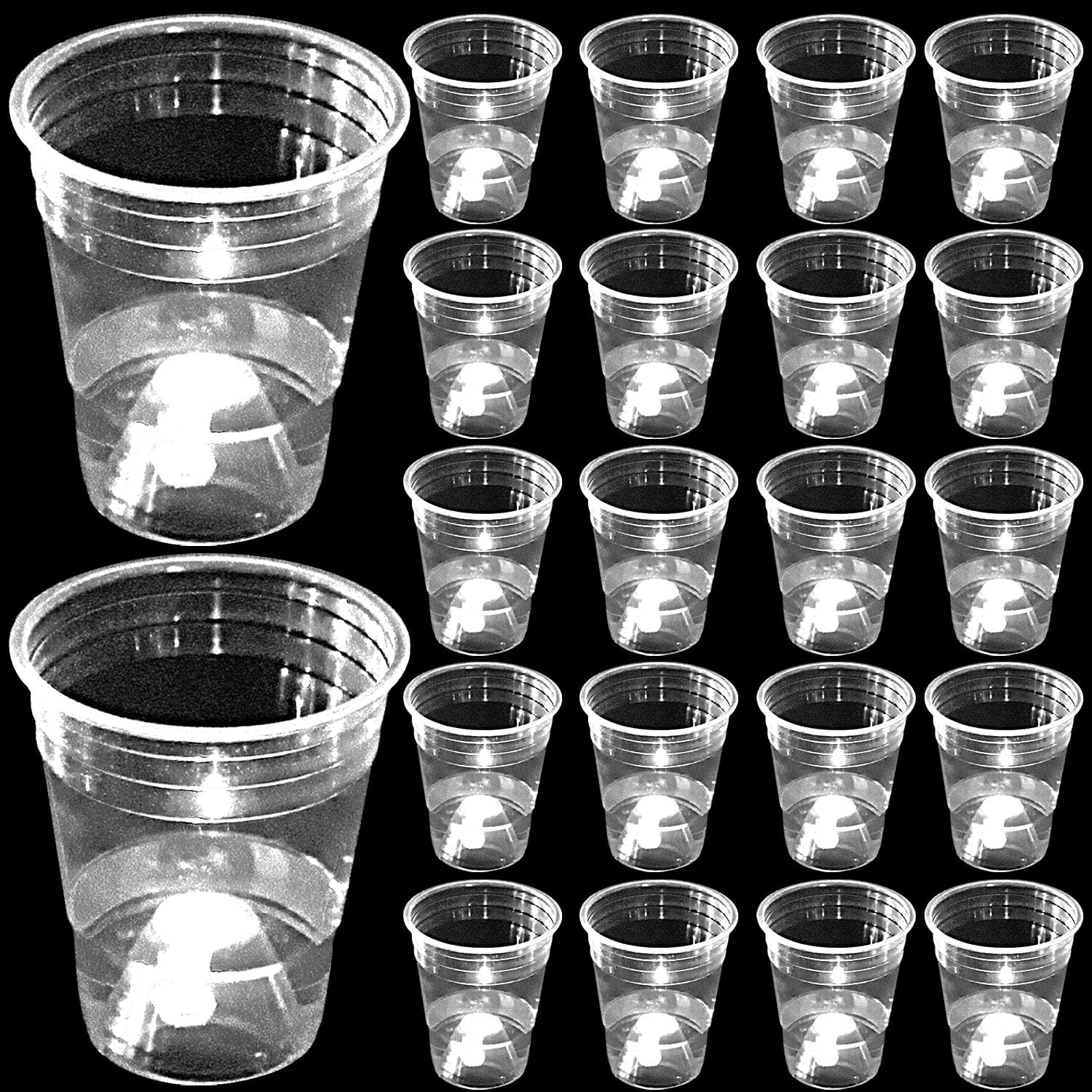 mishunyus 40 Pack Glow Cup,16 oz. - White Cups - Cold Cups for Party, Drinking Cups for All Occasions, Birthday Party,Club party Decoration Weddings,