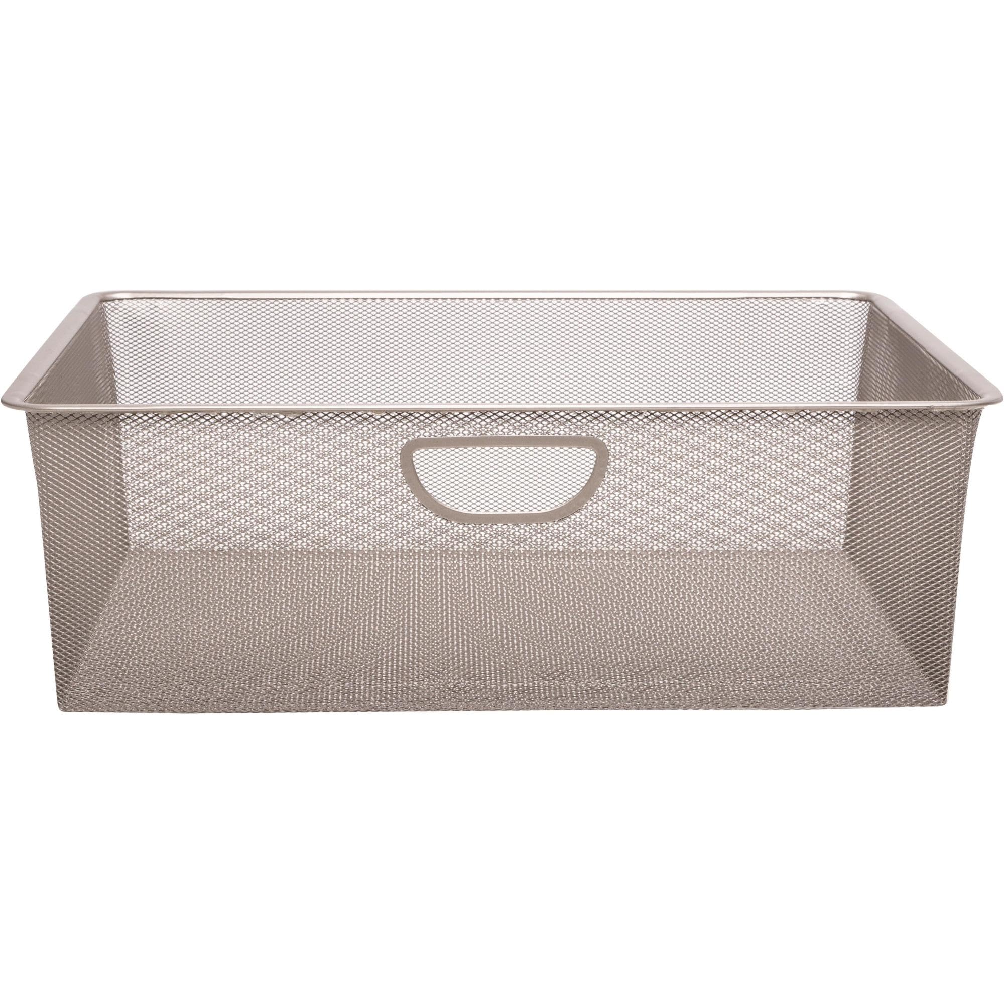 Closet Culture Wire Mesh Basket, Closet Pull Out Basket for Closet Organizer Systems, 22 in., Champagne Nickel Finish