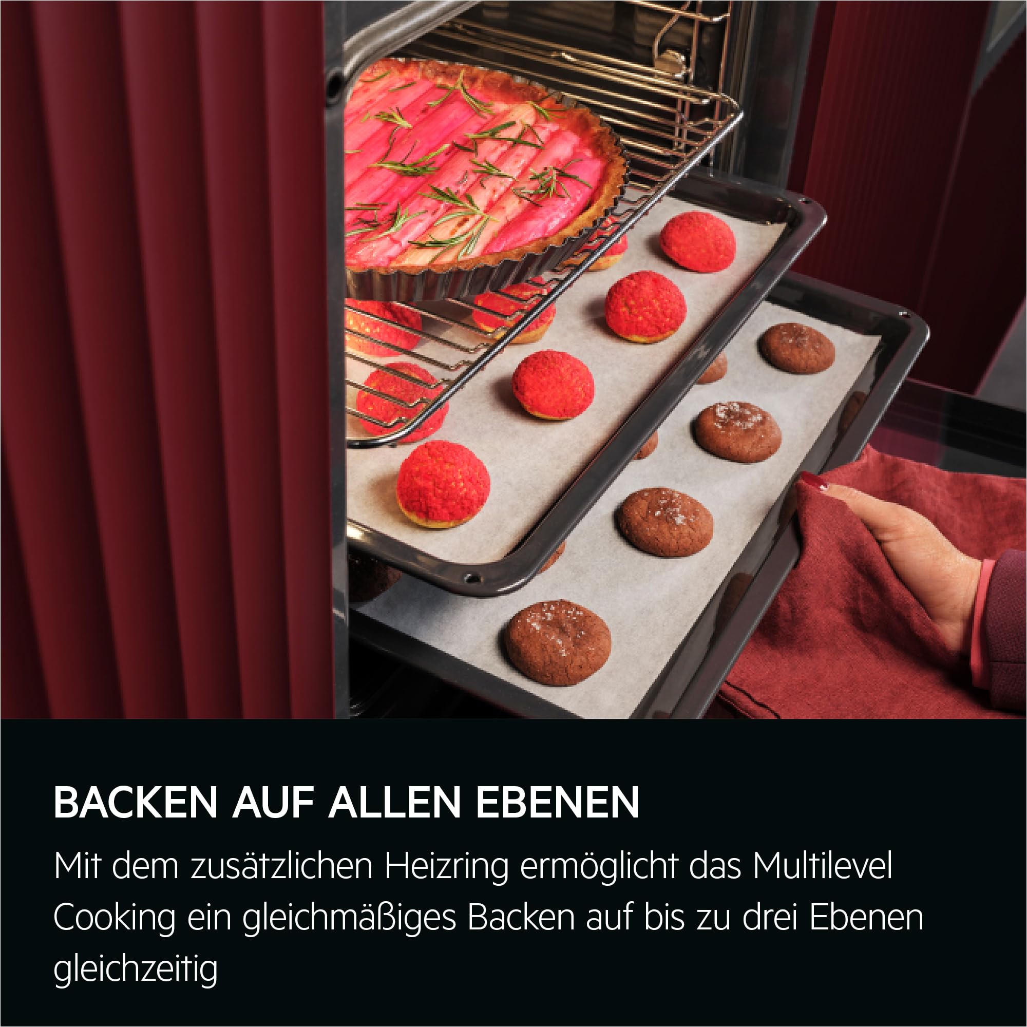 AEG Serie 6 TS6PB50WAB Einbaubackofen LED-Touchdisplay Pyrolyse Kerntemperatursensor AirFry 45 Automatikprogramme Schwarz