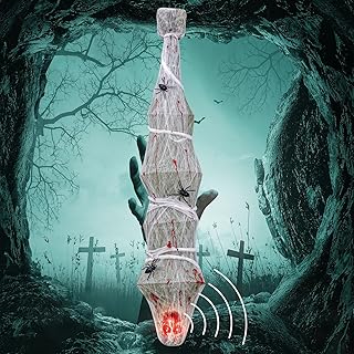 Cocoon Corpse Halloween Decorations Outdoor Hanging Corpse Props, Lighted Realistic Spooky Decor Haunted House Scary Tree Prop for Indoor Outdoor Home Hallomas Party 68 Inches