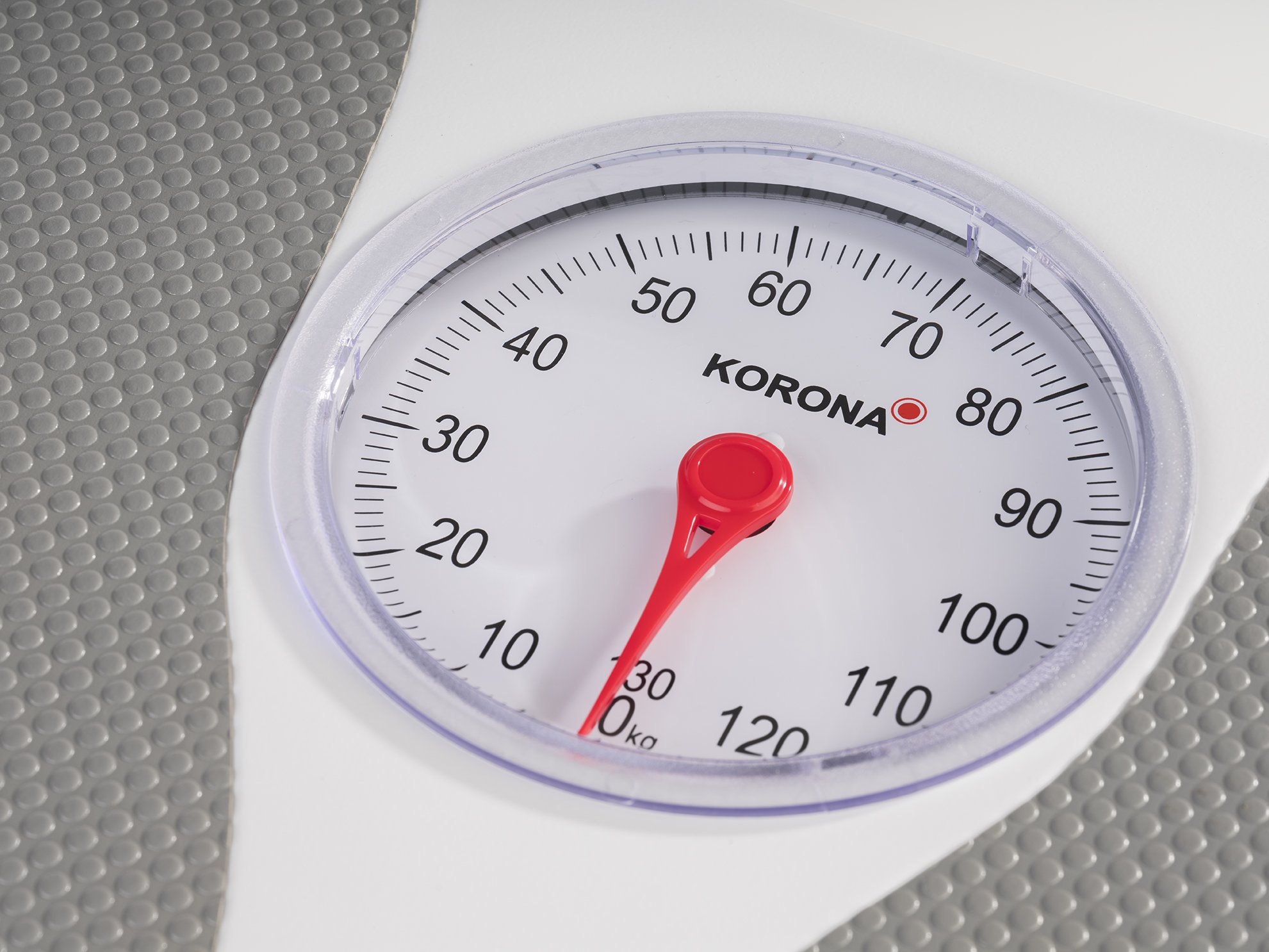 Korona 76660 Mechanische Personenwaage Louis in Weiß - Präzise Körperwaage für Personen bis zu 130 kg - Analoge Waage