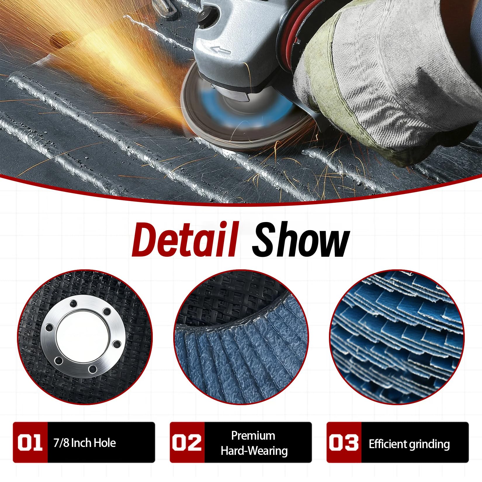 Opakowanie 50 sztuk 4-1/2" X 7/8" 120 GRIT Premium Zirconia Type 29 Listkowa tarcza ścierna Papier ścierny do szlifierek kątowych, tarcze ścierne, wykańczanie