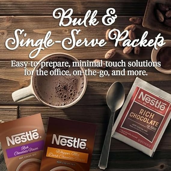 Nestle Hot Chocolate Packets, Hot Cocoa Mix, Rich Chocolate Flavor, Made with Real Cocoa, Bulk Pack, 0.71 oz Packet (50 Count)