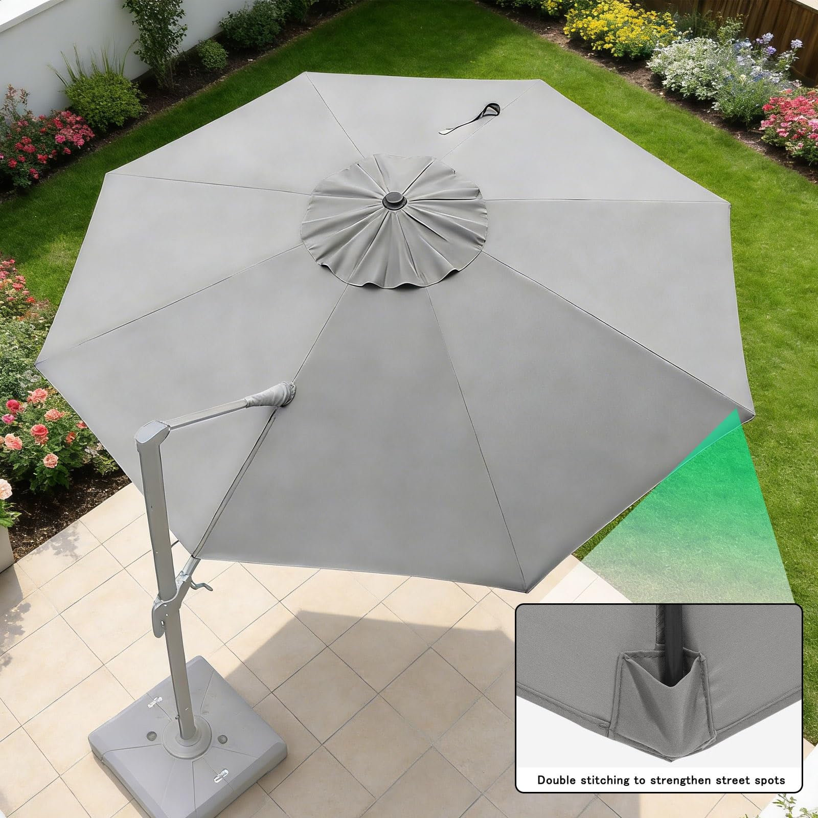 Ersatz-Bezug Für Sonnenschirm 8 Streben 3M 3.5M Rund Ersatz Sonnenschirmbezug UV Sonnenschutz Für Ampelschirm Großer Outdoor Terrassen Garten Ersatzabdeckung(Beige,3m)