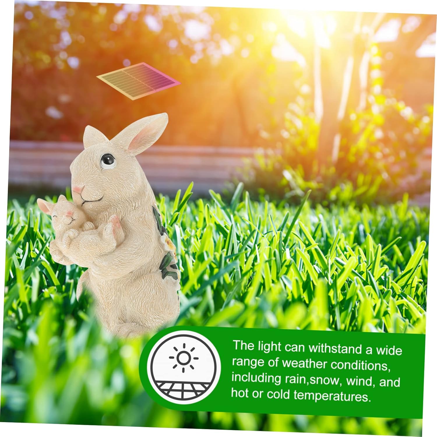 DOITOOL 2pcs Garden Light Solar Powered Figurine Adorable Bunny Outdoor Decor Charming Decoration for Day Night Illumination for Garden Patio and Holiday Decor