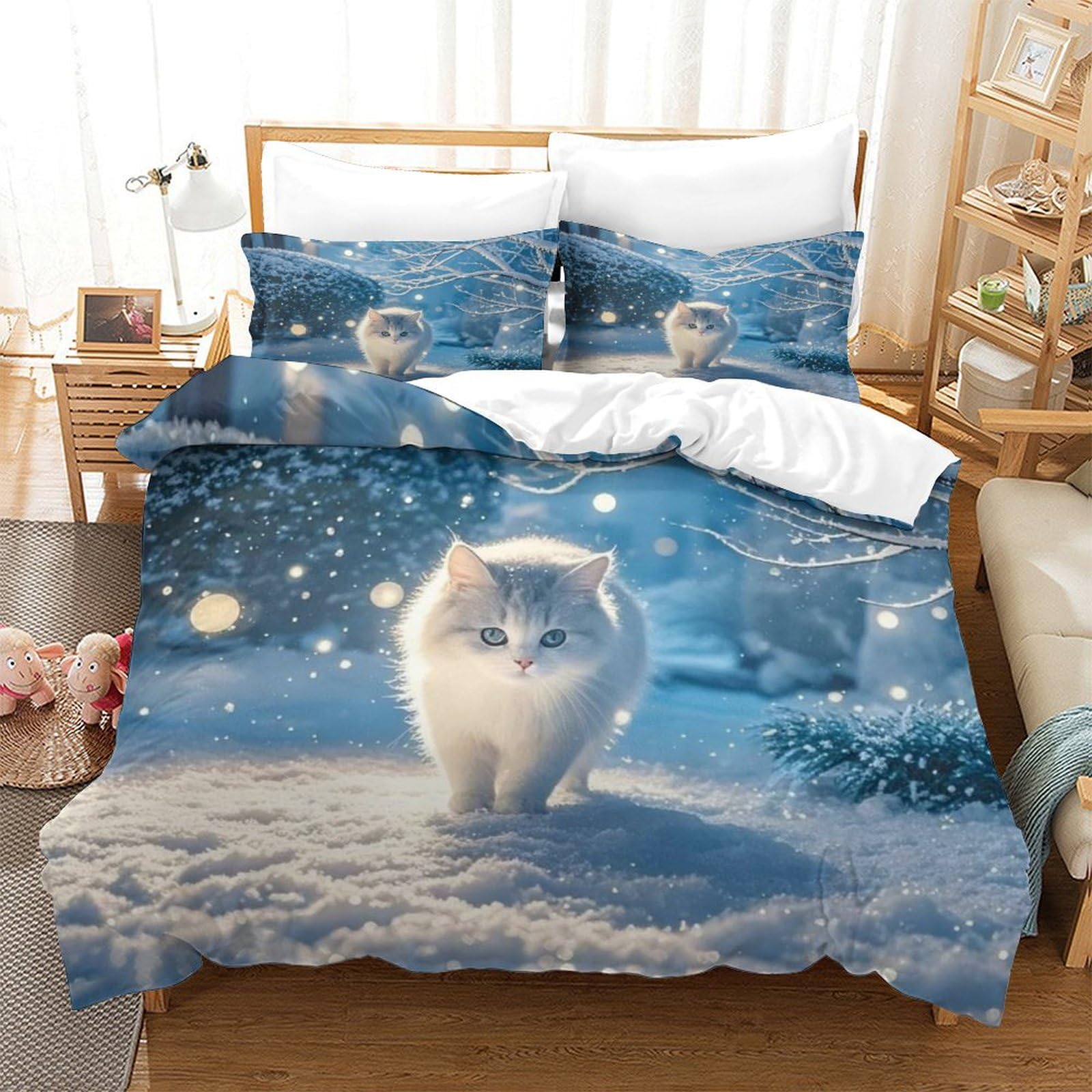 Linge de lit King chat housse de couette 220x240cm