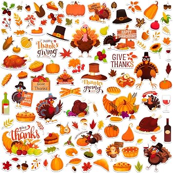 Fall Stickers for Kids, 252Pcs Cute Autumn Pumpkin Maple Leaves Stickers for Scrapbooking DIY Phone Diary Thanksgiving Theme Party Supplies