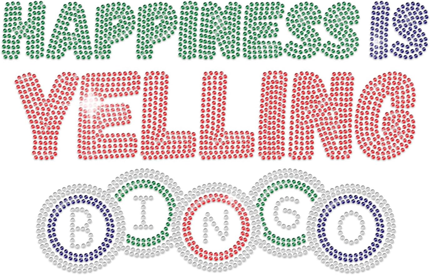 Amazon.com: MAYJOYDIY Bingo Game Rhinestone Iron on Hotfix Happiness is ...