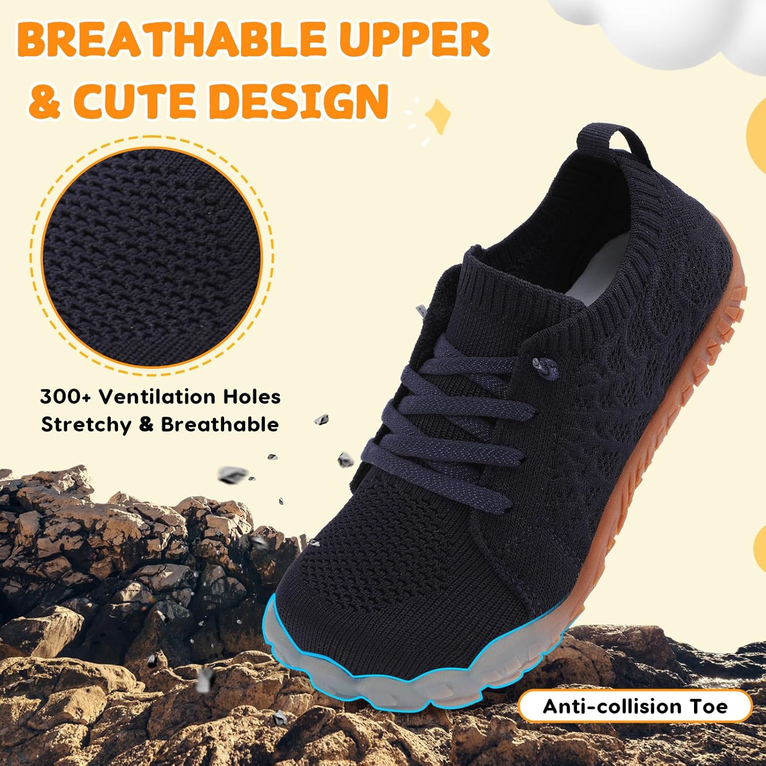 JOINFREE Kids Barefoot Shoes Boys Girls Wide Slip On Shoes Big Kids Breathable Hiking Sneakers Zero Drop Toddler Lightweight Walking Tennis Sneakers Indoor Outdoor - Image 6