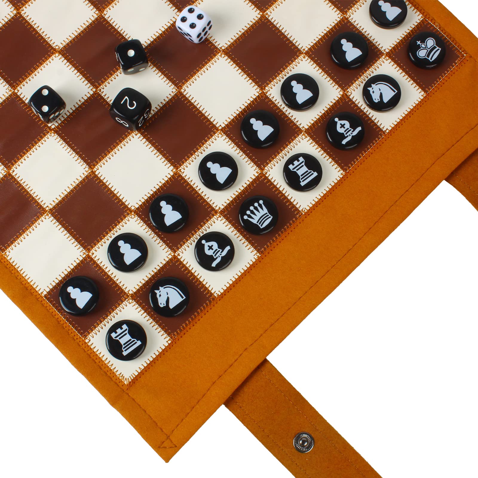 Andux Set da Scacchi da Viaggio Pieghevole PGSLQ-01 (3 in 1) | Tavola da scacchi rotolata, pezzi di plastica, per adulti e adolescenti, per il tempo libero dopo la scuola, per i club