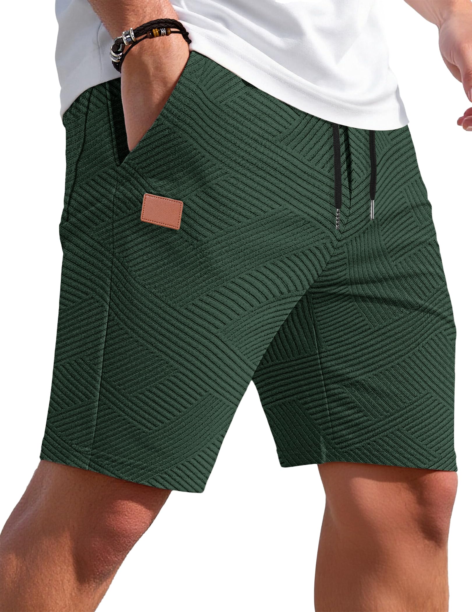 TARAINYA Texture Pantaloncini Uomo Cotone Coulisse Estivi Causal Pantaloni Corti Uomo con Tasche
